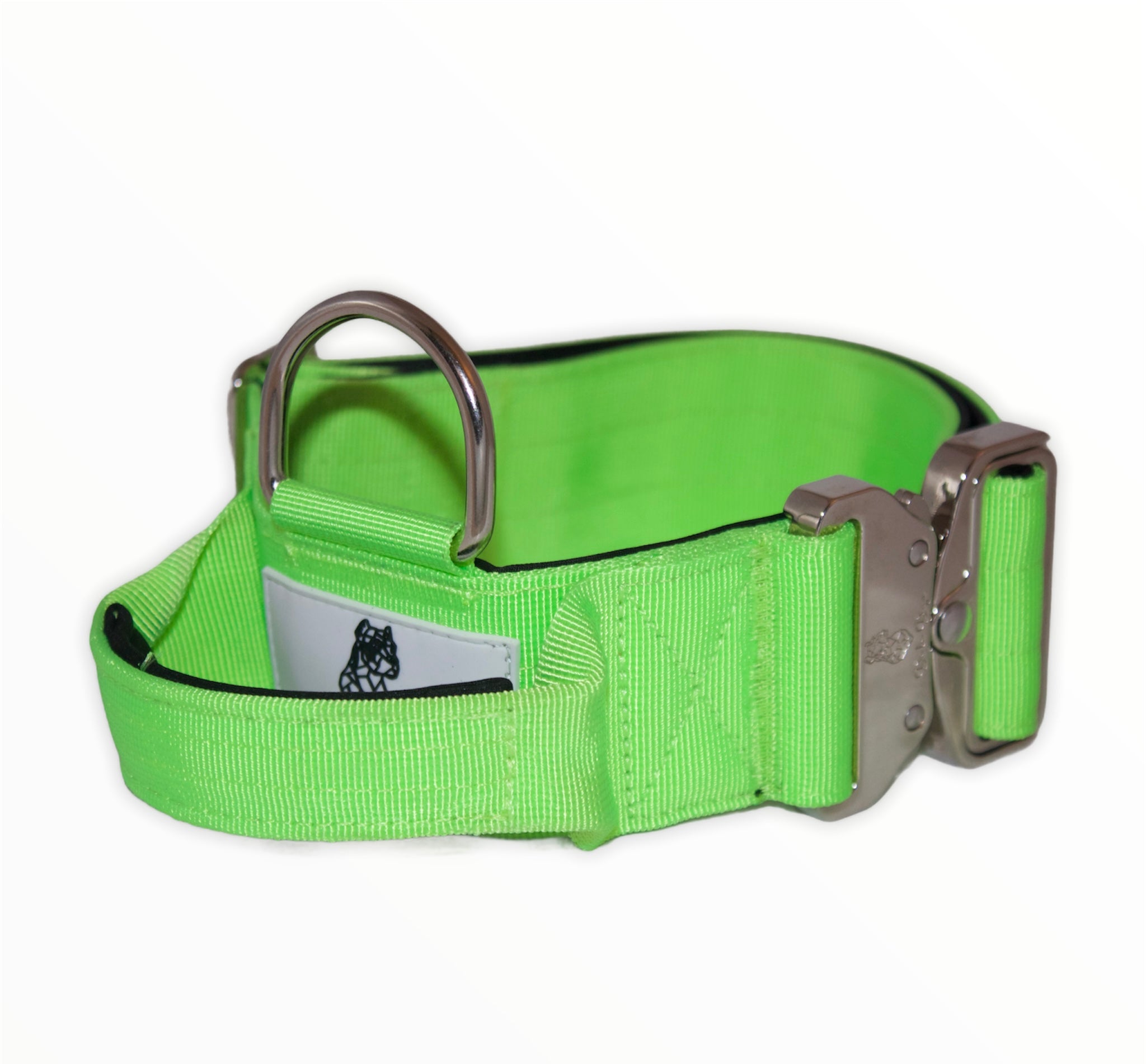 Defence Dog Collar - Chrome - Toxic Green